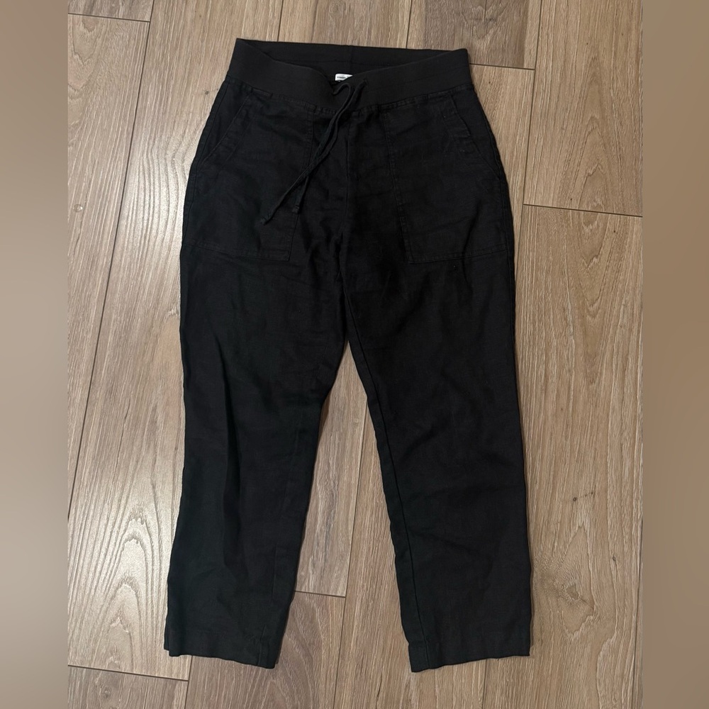 James Perse linen black soft drape pants size small 0